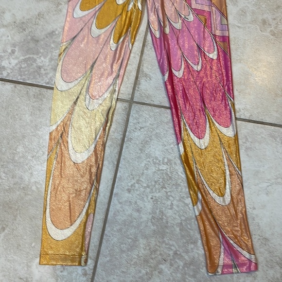 Rare! Vintage Early 90’s Emilio Pucci Shiny Psychadelic Print Leggings M - Picture 6 of 13